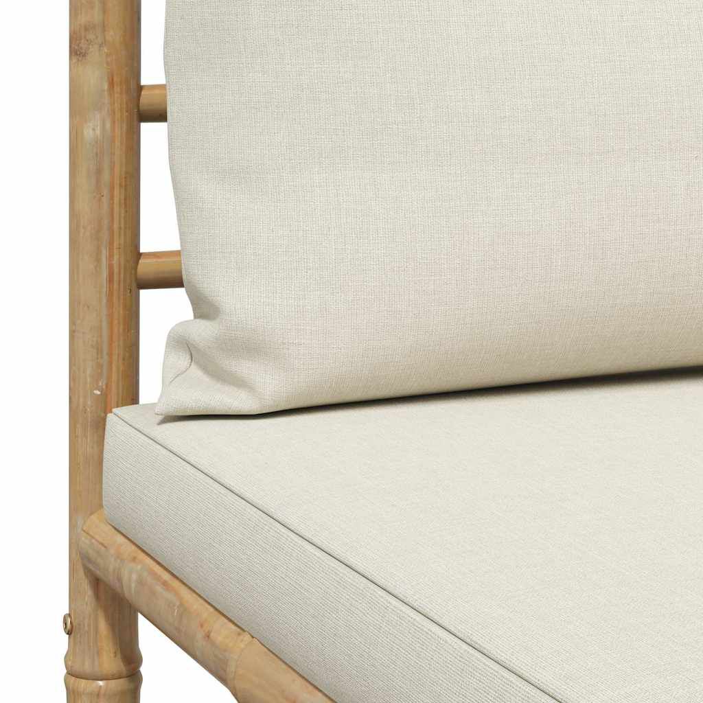 vidaXL 3 Piece Garden Lounge Set with Cream White Cushions Bamboo
