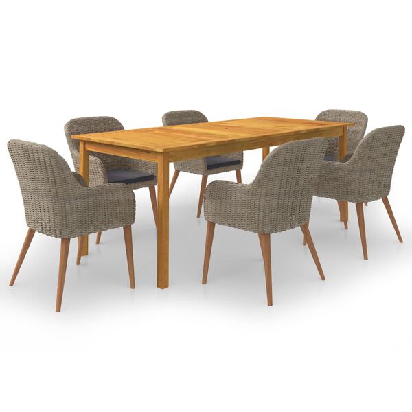 vidaXL 7 Piece Garden Dining Set Brown