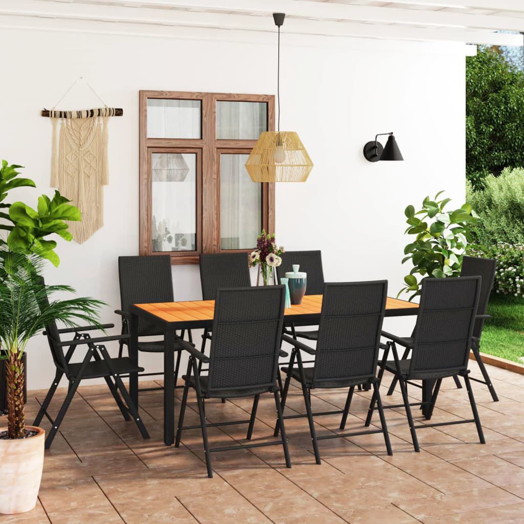 vidaXL 9 Piece Garden Dining Set Black and Brown