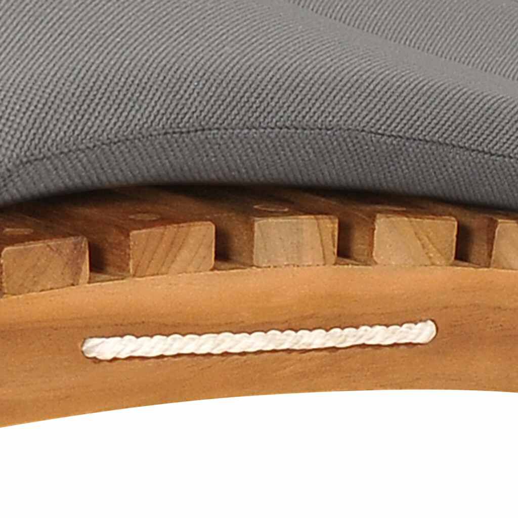 vidaXL Folding Sun Lounger with Dark Grey Cushion Solid Teak Wood