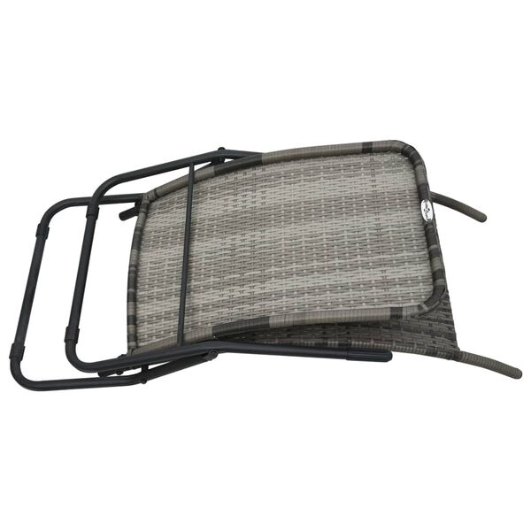 vidaXL Folding Sun Lounger Poly Rattan Grey