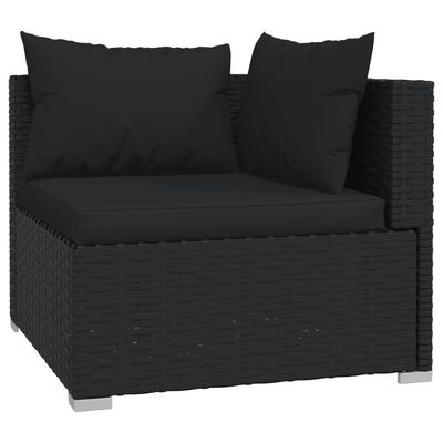 vidaXL 9 Piece Garden Lounge Set with Cushions Poly Rattan Black, black vidaXL 9 Piece Garden Lounge Set with Cushions Poly Rattan Black