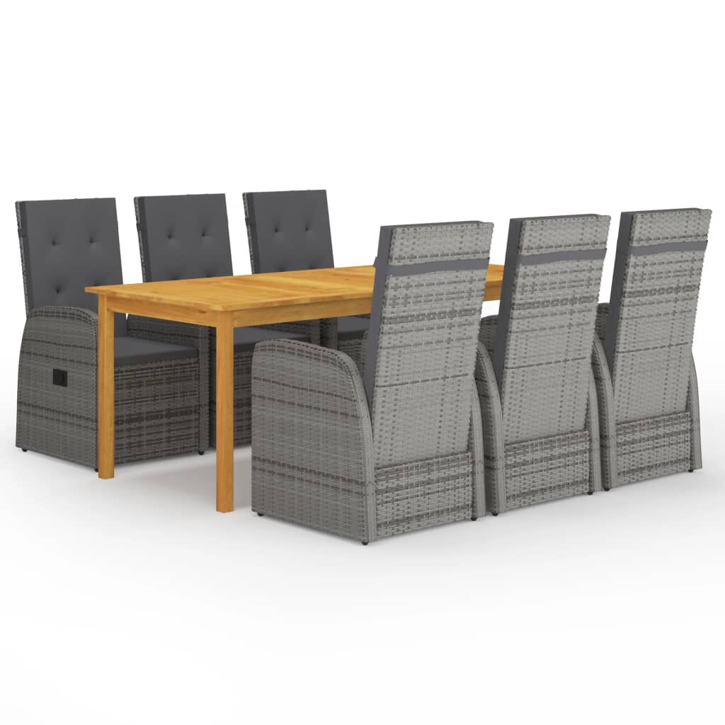 vidaXL 7 Piece Garden Dining Set Grey
