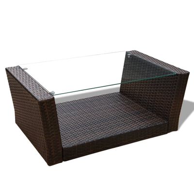 vidaXL 4 Piece Garden lounge set with Cushions Poly Rattan Brown, brown vidaXL 4 Piece Garden lounge set with Cushions Poly Rattan Brown