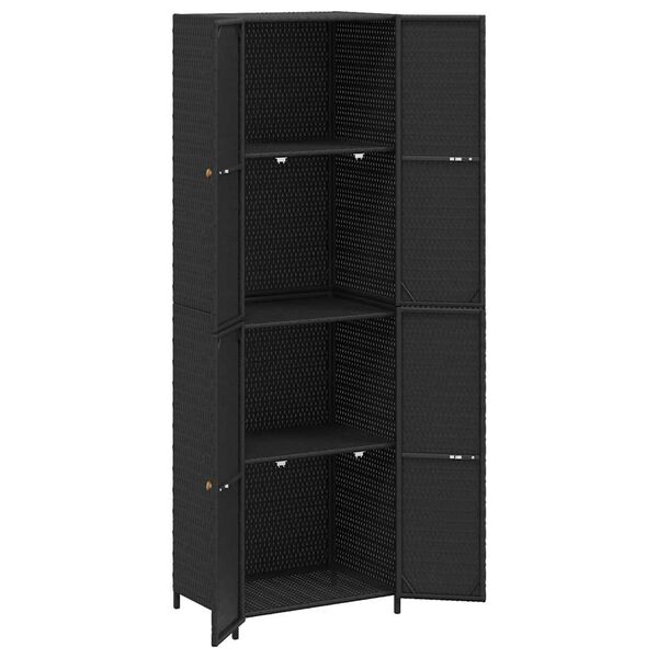 vidaXL Garden Storage Cabinet Black 59x40x180 cm Poly Rattan
