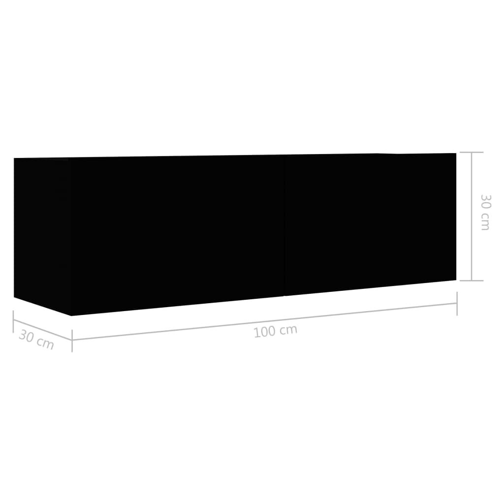 vidaXL TV Cabinet Black 100x30x30 cm Engineered Wood