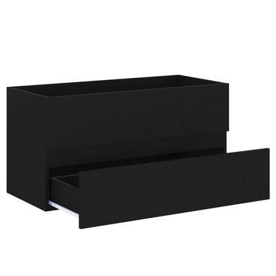 vidaXL Sink Cabinet Black 90x38.5x45 cm Engineered Wood, black vidaXL Sink Cabinet Black 90x38.5x45 cm Engineered Wood