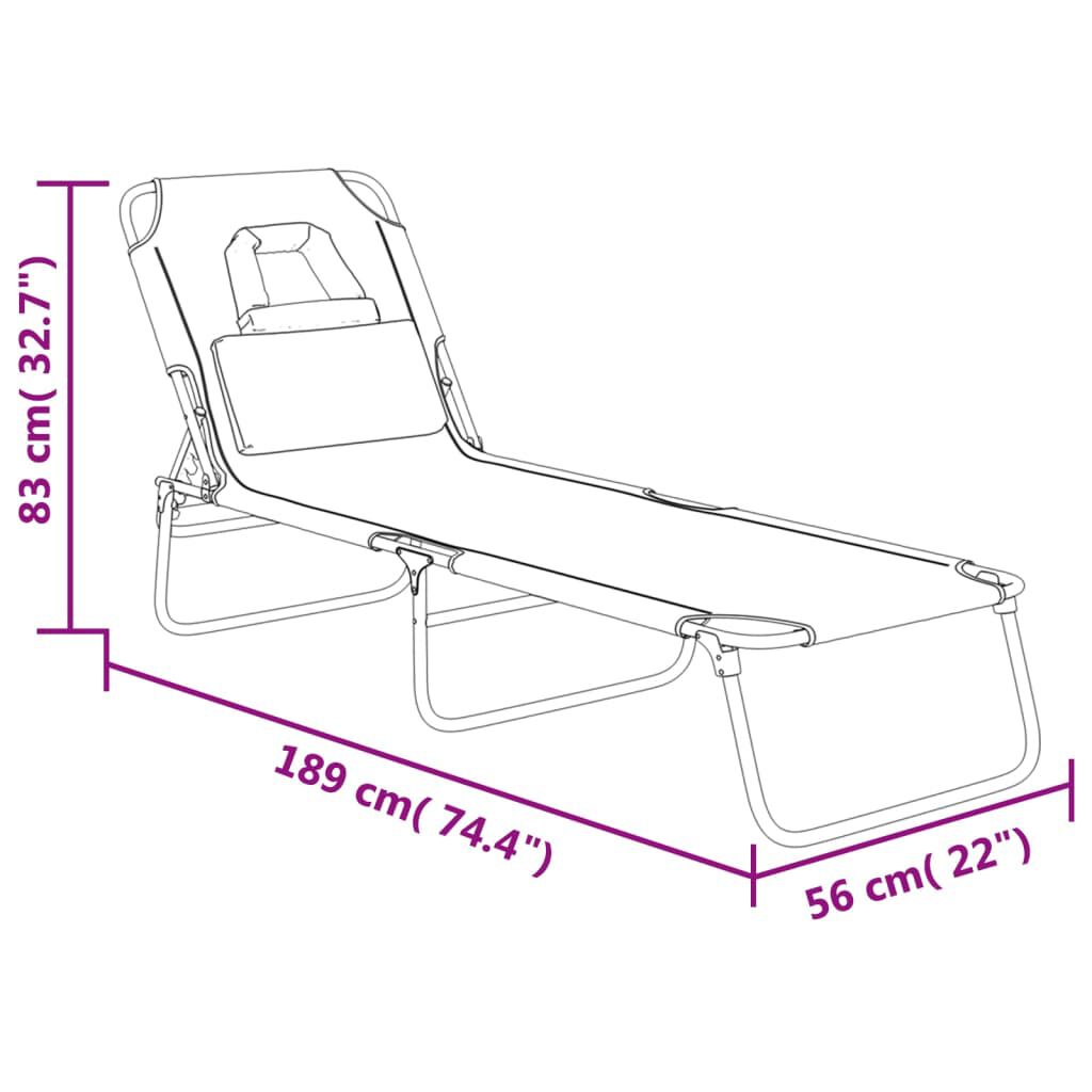 vidaXL Folding Sun Lounger Blue Oxford Fabric&Powder-coated Steel