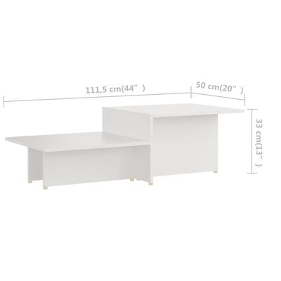 vidaXL Coffee Table White 111.5x50x33 cm Engineered Wood