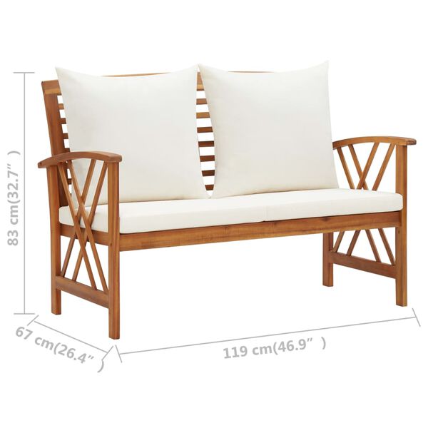 vidaXL 4 Piece Garden Lounge Set with Cushions Solid Acacia Wood