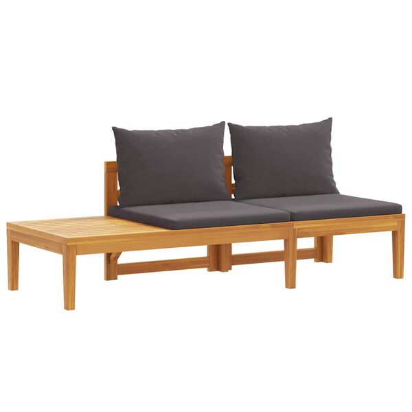 vidaXL Garden Bench with Table Dark Grey Cushions Solid Acacia Wood