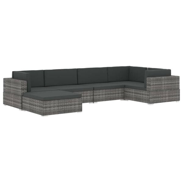 vidaXL Sectional Middle Seat 1 pc with Cushions Poly Rattan Grey
