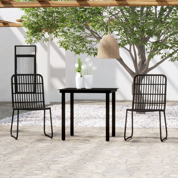 vidaXL 3 Piece Garden Dining Set Black