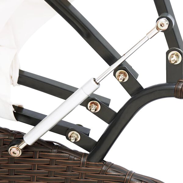vidaXL Outdoor Lounge Bed with Canopy Poly Rattan Brown