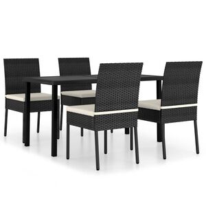 vidaXL 5 Piece Garden Dining Set Poly Rattan Black