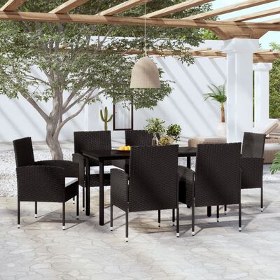 vidaXL 7 Piece Garden Dining Set Black, black vidaXL 7 Piece Garden Dining Set Black