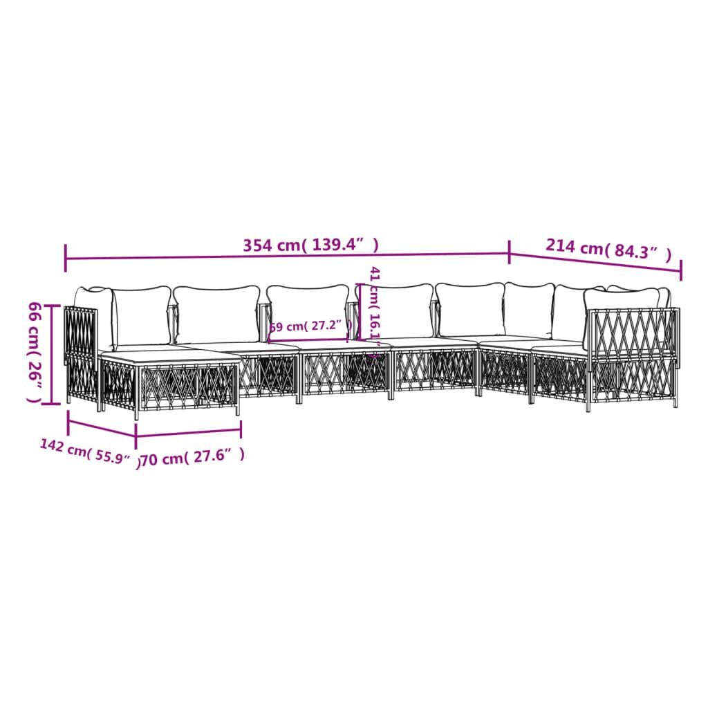 vidaXL 8 Piece Garden Lounge Set with Cushions White Steel