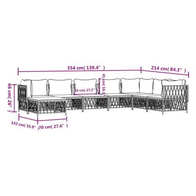 vidaXL 8 Piece Garden Lounge Set with Cushions White Steel, white vidaXL 8 Piece Garden Lounge Set with Cushions White Steel