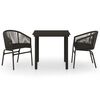 vidaXL 3 Piece Garden Dining Set Black