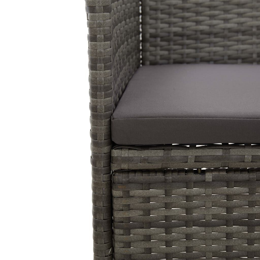 vidaXL Garden Dining Chairs 2 pcs Poly Rattan Grey