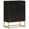 vidaXL Sideboard with 2 Doors Black&Gold 55x30x75 cm Solid Wood Mango