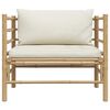 vidaXL Garden Sofa with Cream White Cushions Bamboo