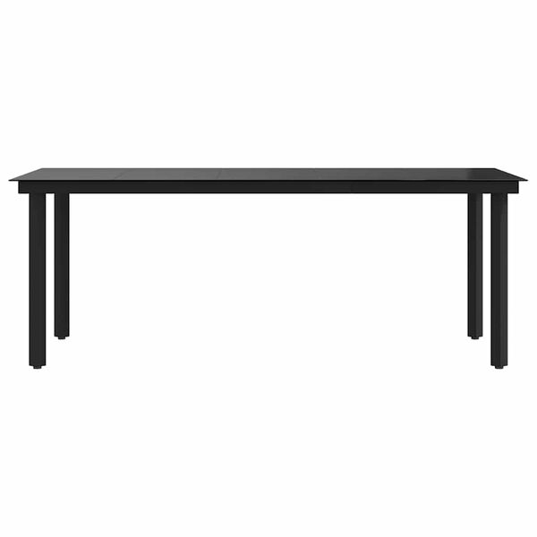 vidaXL Garden Dining Table Black 200x100x74 cm Steel and Glass