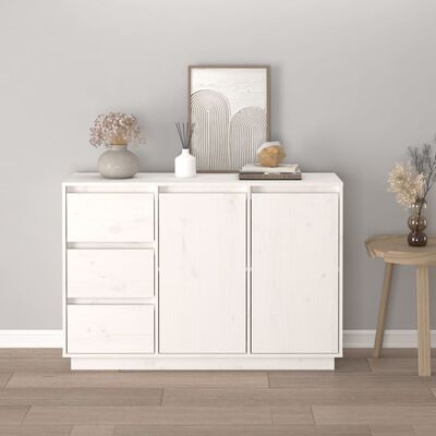 vidaXL Sideboard White 111x34x75 cm Solid Wood Pine