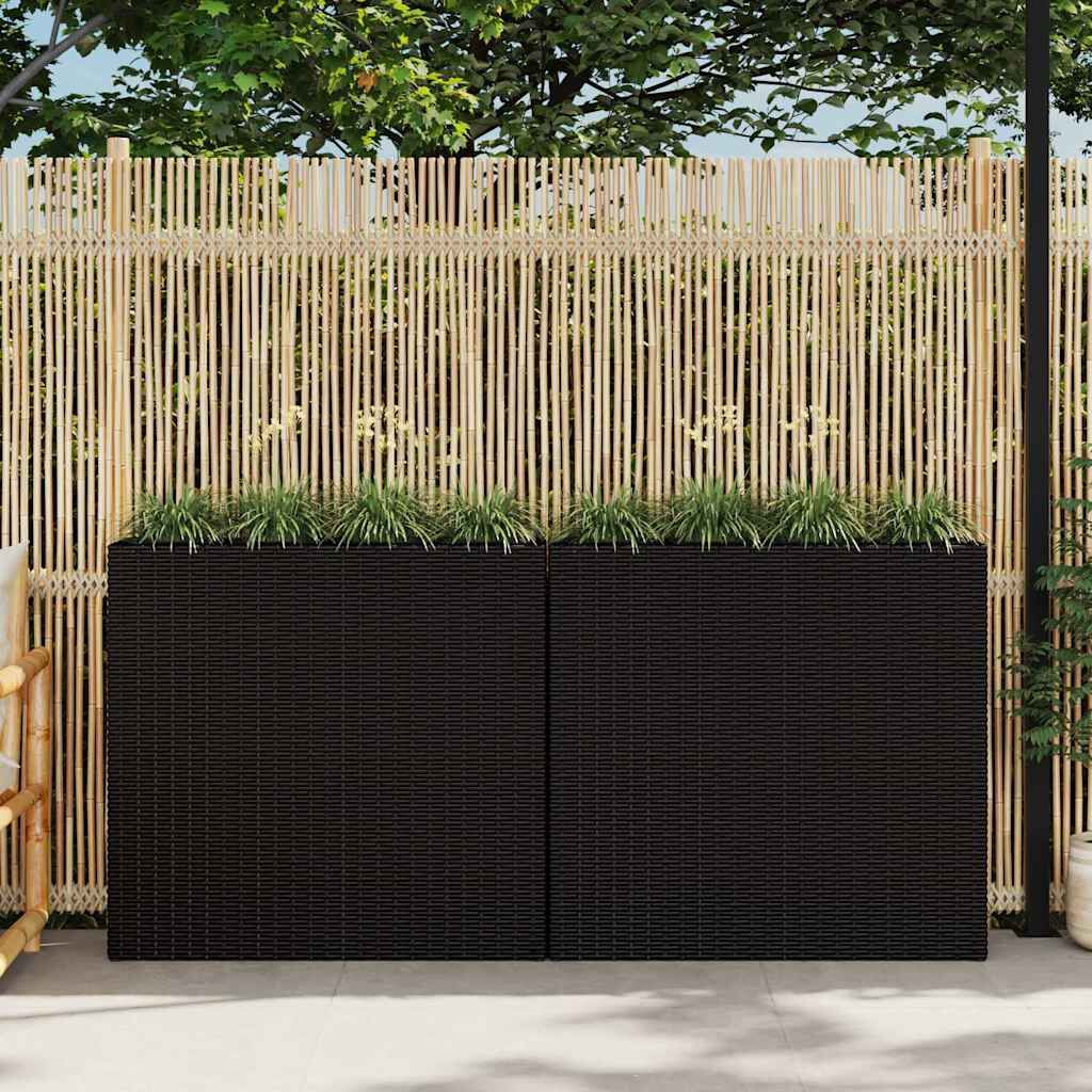 vidaXL Garden Raised Bed with 4 Pots 2 pcs Poly Rattan Black(2x41084)
