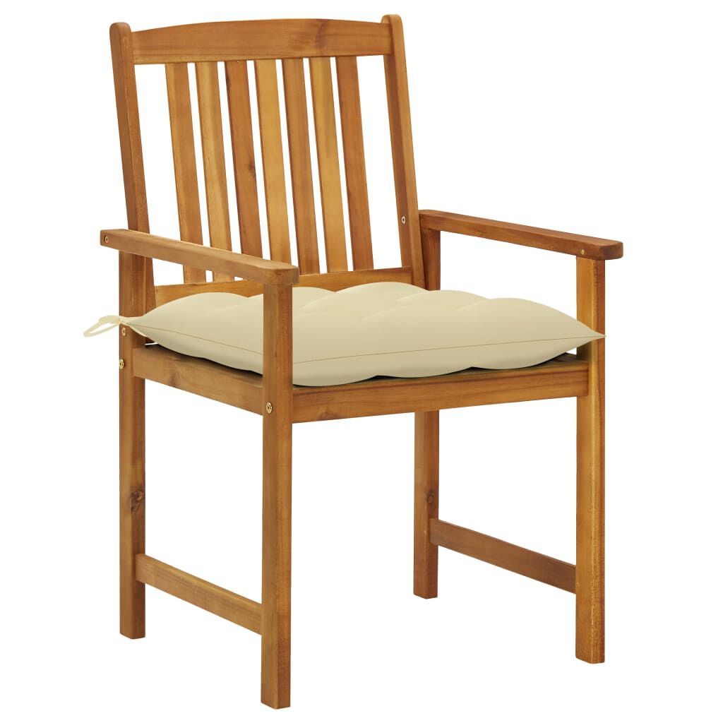 vidaXL Garden Chairs with Cushions 2 pcs Solid Acacia Wood