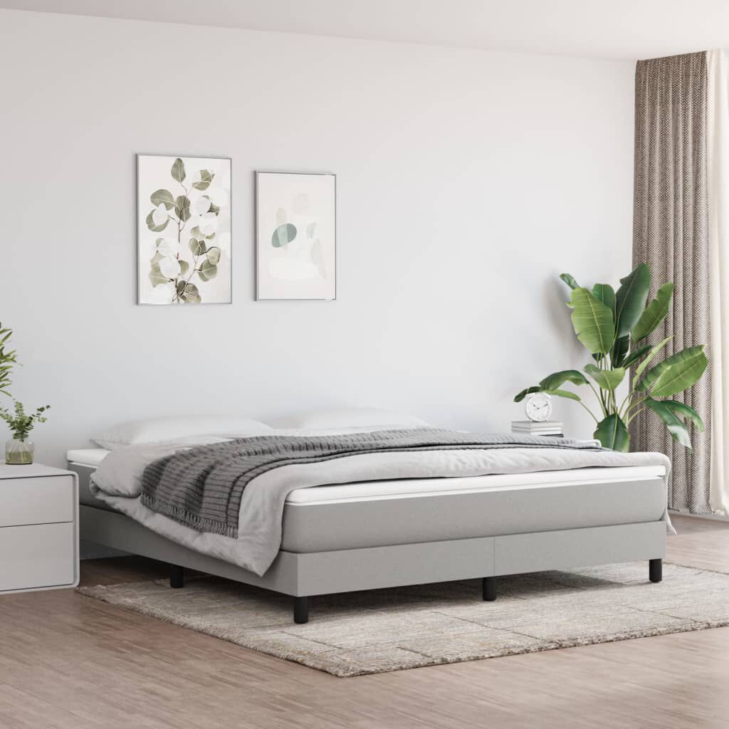 vidaXL Bed Frame without Mattress Light Grey 180x200 cm Super King Fabric