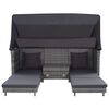 vidaXL Extendable 3-Seater Sofa Bed with Roof Poly Rattan Grey