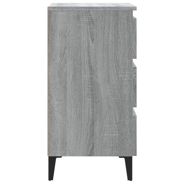 vidaXL Bed Cabinets with Metal Legs 2 pcs Grey Sonoma 40x35x69 cm