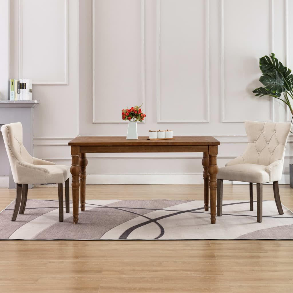 vidaXL Dining Chairs 2 pcs Beige Fabric