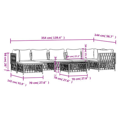 vidaXL 8 Piece Garden Lounge Set with Cushions Anthracite Steel