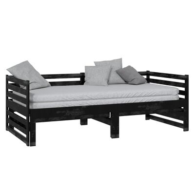 vidaXL Pull-out Day Bed without Mattress Black 2x(90x200)cm, black vidaXL Pull-out Day Bed without Mattress Black 2x(90x200)cm