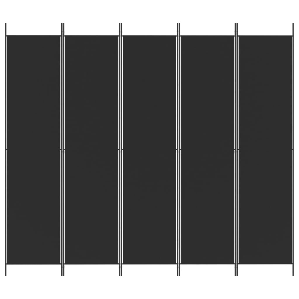vidaXL 5-Panel Room Divider Black 250x220 cm Fabric