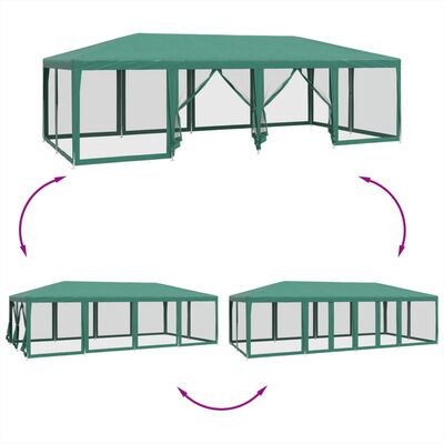 vidaXL Party Tent with 12 Mesh Sidewalls Green 8x4 m HDPE