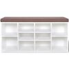 Shoe Storage Bench 10 Compartments White