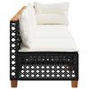 vidaXL Garden Sofa with Cushions 3-Seater Black Poly Rattan