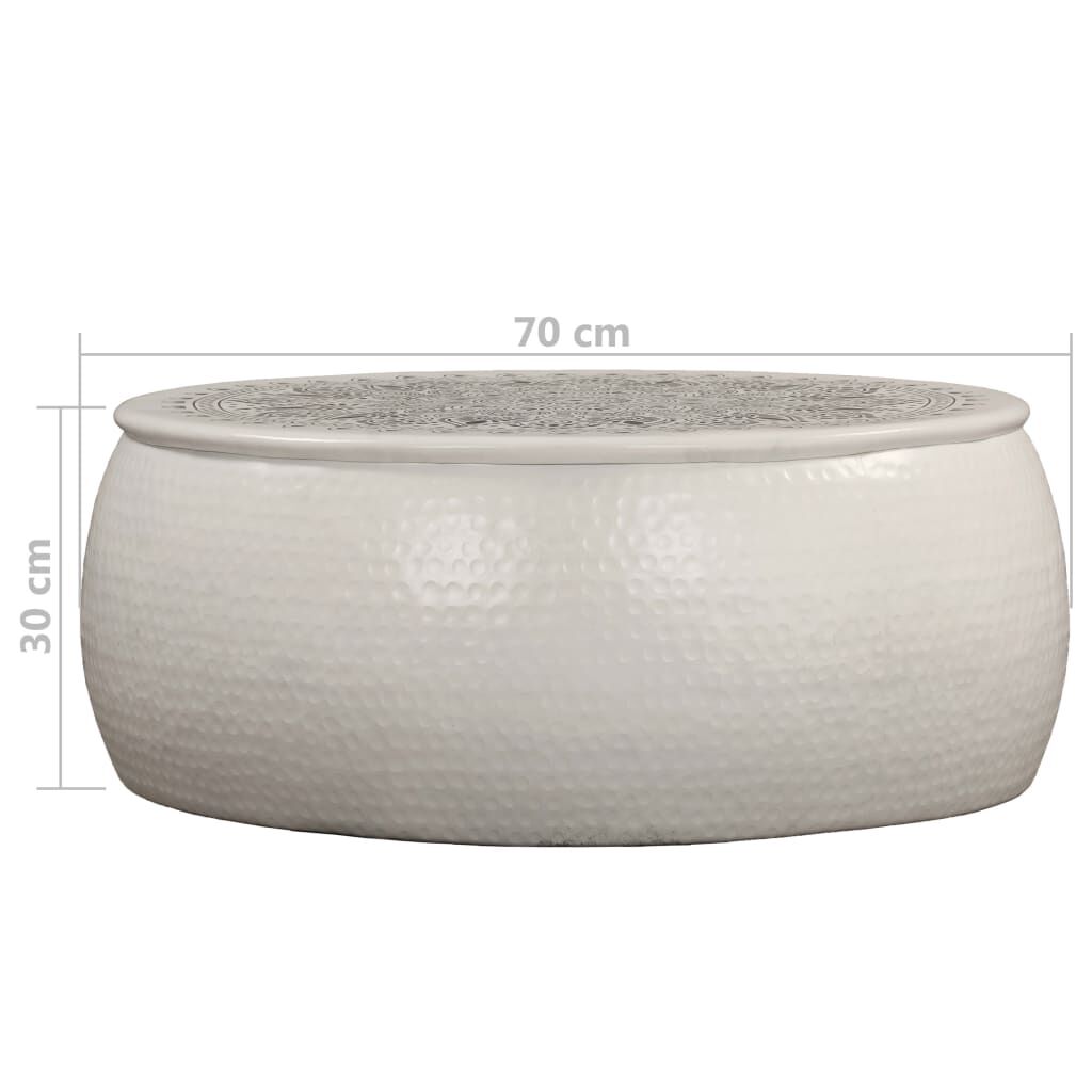 vidaXL Coffee Table Hammered Aluminium 70x30 cm White