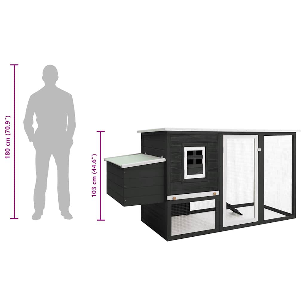 vidaXL Outdoor Chicken Cage Hen House with 1 Egg Cage Grey Wood