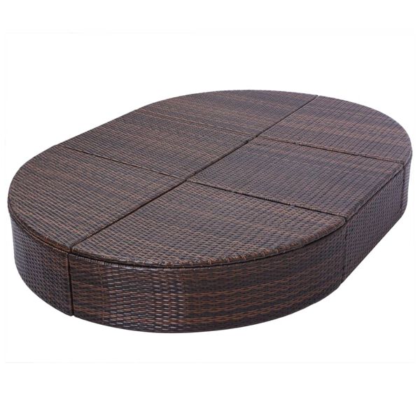 vidaXL Outdoor Lounge Bed with Cushion Poly Rattan Brown