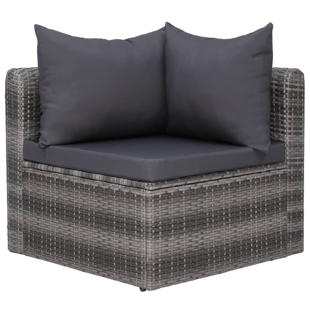 vidaXL 6 Piece Garden Sofa Set with Cushions & Pillows Poly Rattan Grey