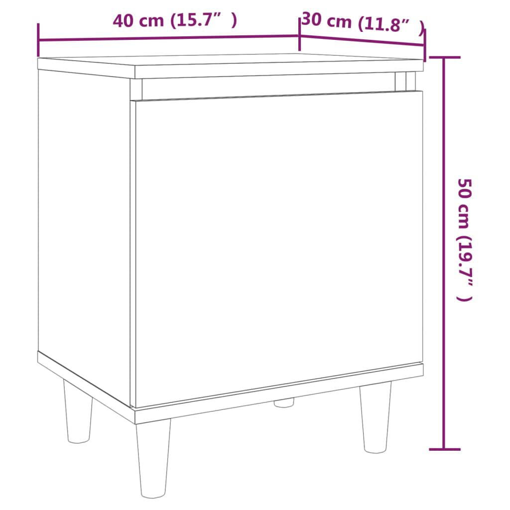 vidaXL Bed Cabinet with Solid Wood Legs Grey Sonoma 40x30x50 cm