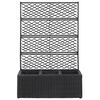 vidaXL Trellis Raised Bed with 3 Pots 83x30x130 cm Poly Rattan Black