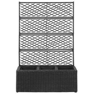vidaXL Trellis Raised Bed with 3 Pots 83x30x130 cm Poly Rattan Black, black vidaXL Trellis Raised Bed with 3 Pots 83x30x130 cm Poly Rattan Black