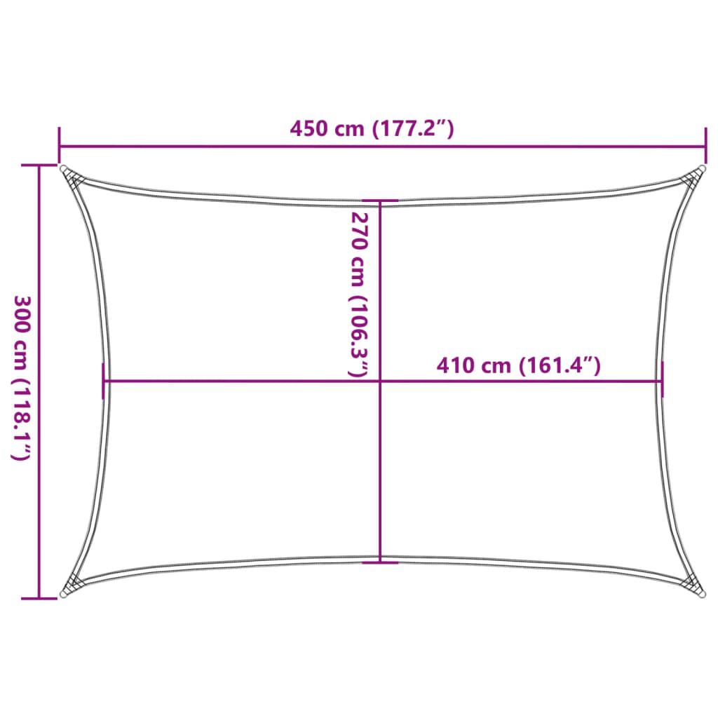vidaXL Sunshade Sail 160 g/m² Cream 3x4.5 m HDPE