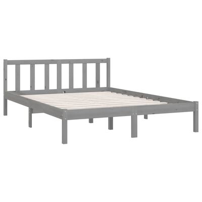 vidaXL Bed Frame without Mattress Grey Solid Wood 140x200 cm, grey vidaXL Bed Frame without Mattress Grey Solid Wood 140x200 cm