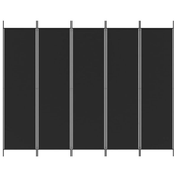 vidaXL 5-Panel Room Divider Black 250x200 cm Fabric